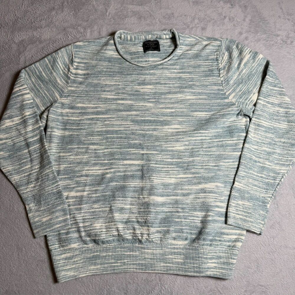 Abercrombie & Fitch Mens Size XL Blue Space Dye Crew Pullover Sweater